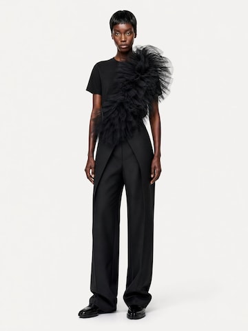 Lia Aram - Top 'Tulle Panel Cotton Tee in Black' en negro