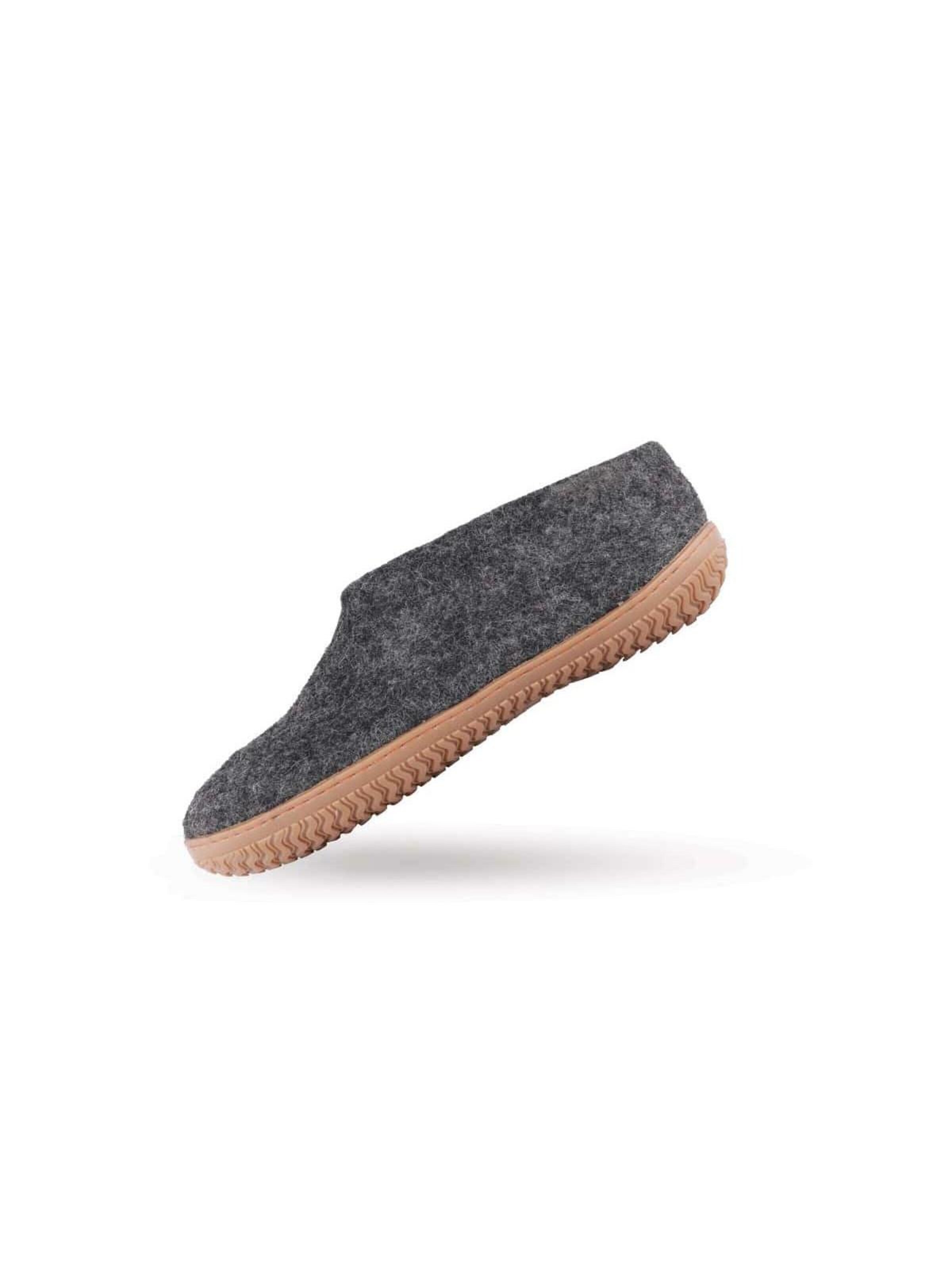SHUS walk with nature Huisschoen 'Uldhjemmesko (100% ren uld) -m/Gummisål - Dansk Design fra SHUS' in Grijs: voorkant
