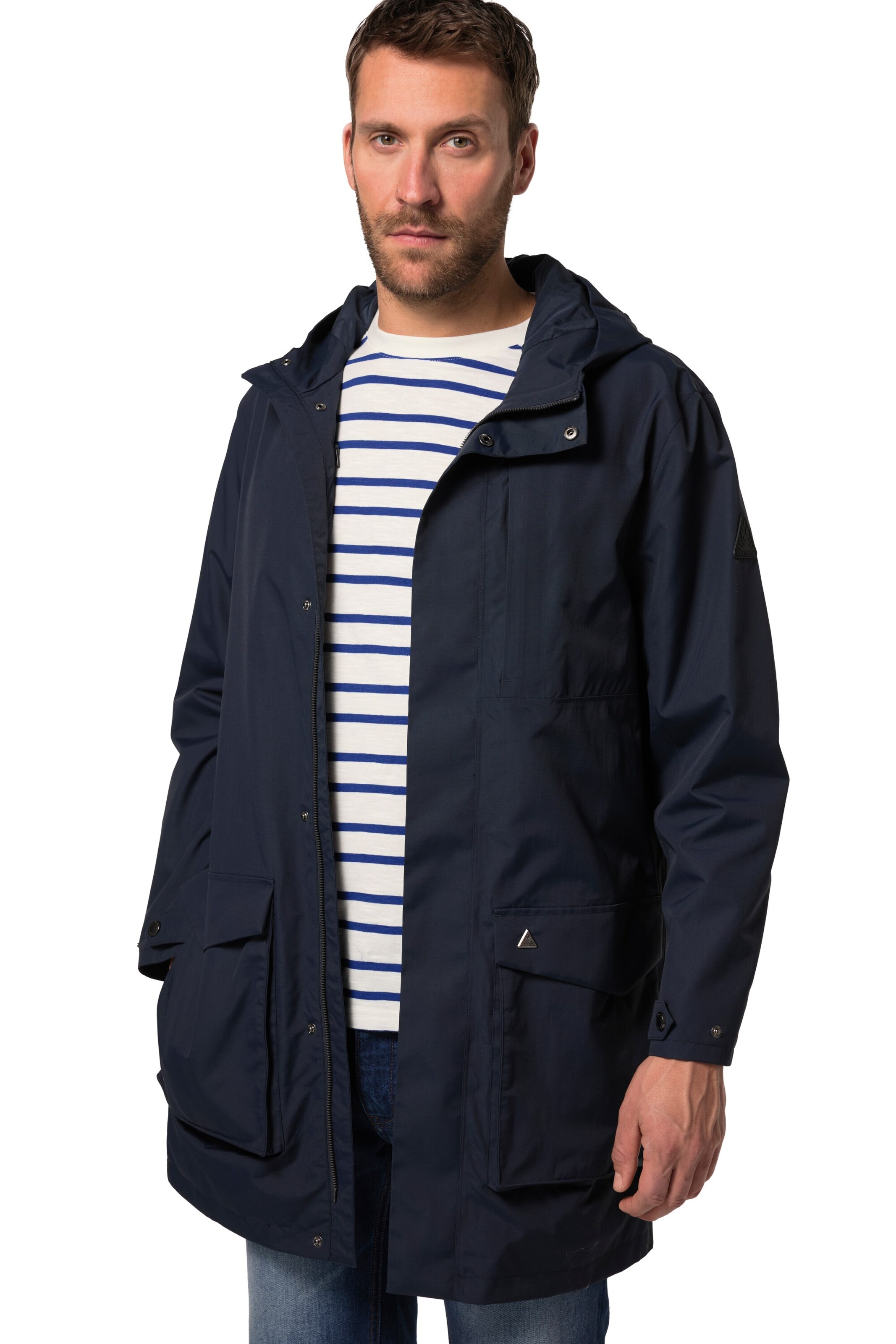 JP1880 Between-seasons coat in Blue: front