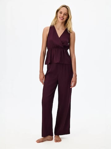 Pantalon de pyjama 'PENTI Aurora Satin geblümte Pyjamahose' Penti en rouge
