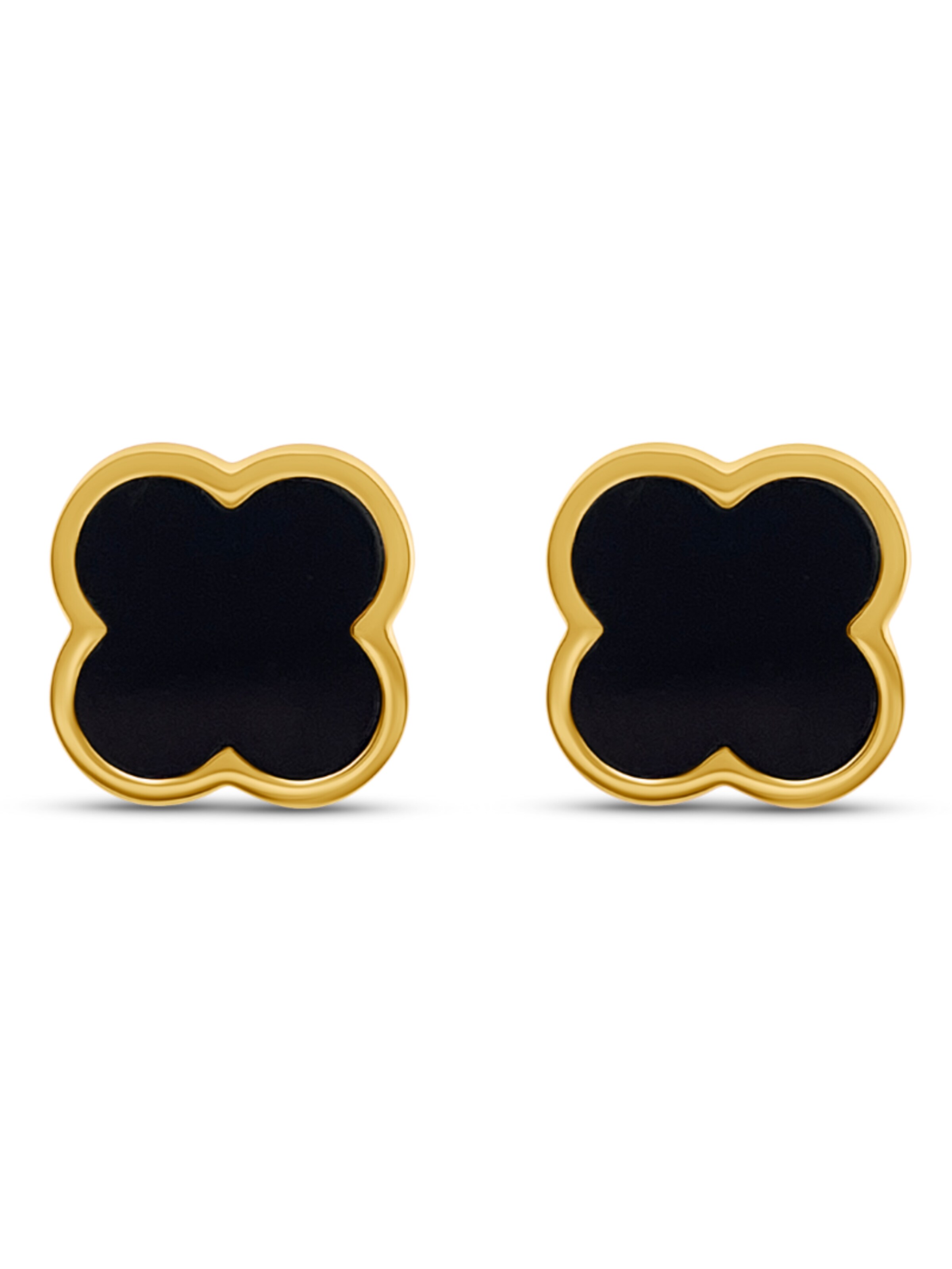 Pure Schmuck Earrings 'Clover Black' in Gold: front