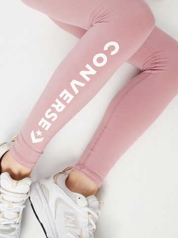 CONVERSE Skinny Παντελόνι 'Wordmark' σε ροζ