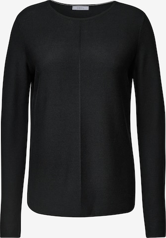 CECIL Langarm Pullover mit Rundhals und Struktur in Schwarz: Vorderseite