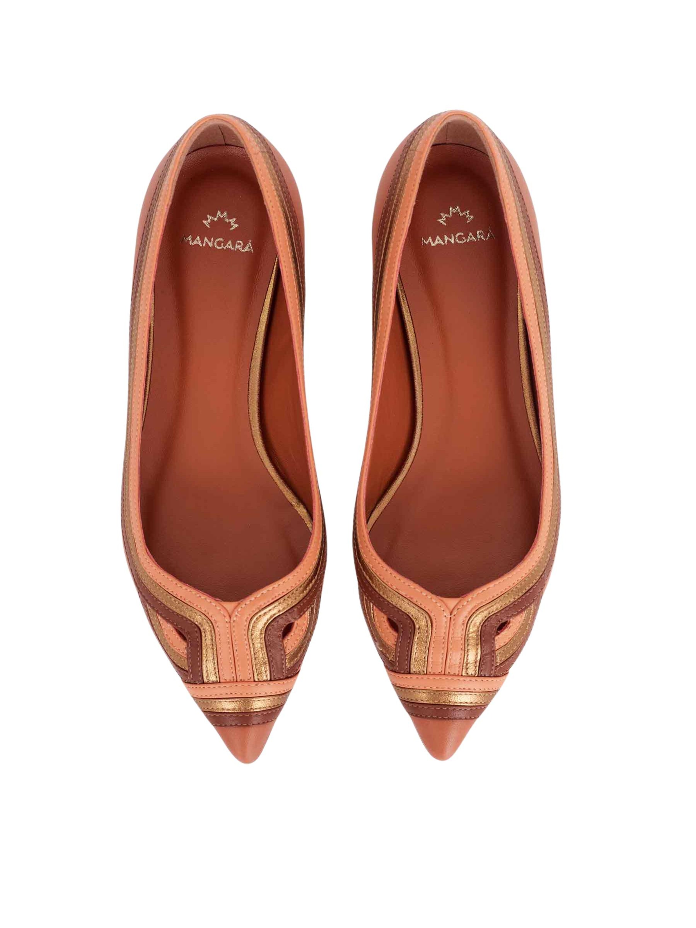 Mangara Atelier Ballerina 'Ballerines Mangara Begonia en cuir' in Bruin