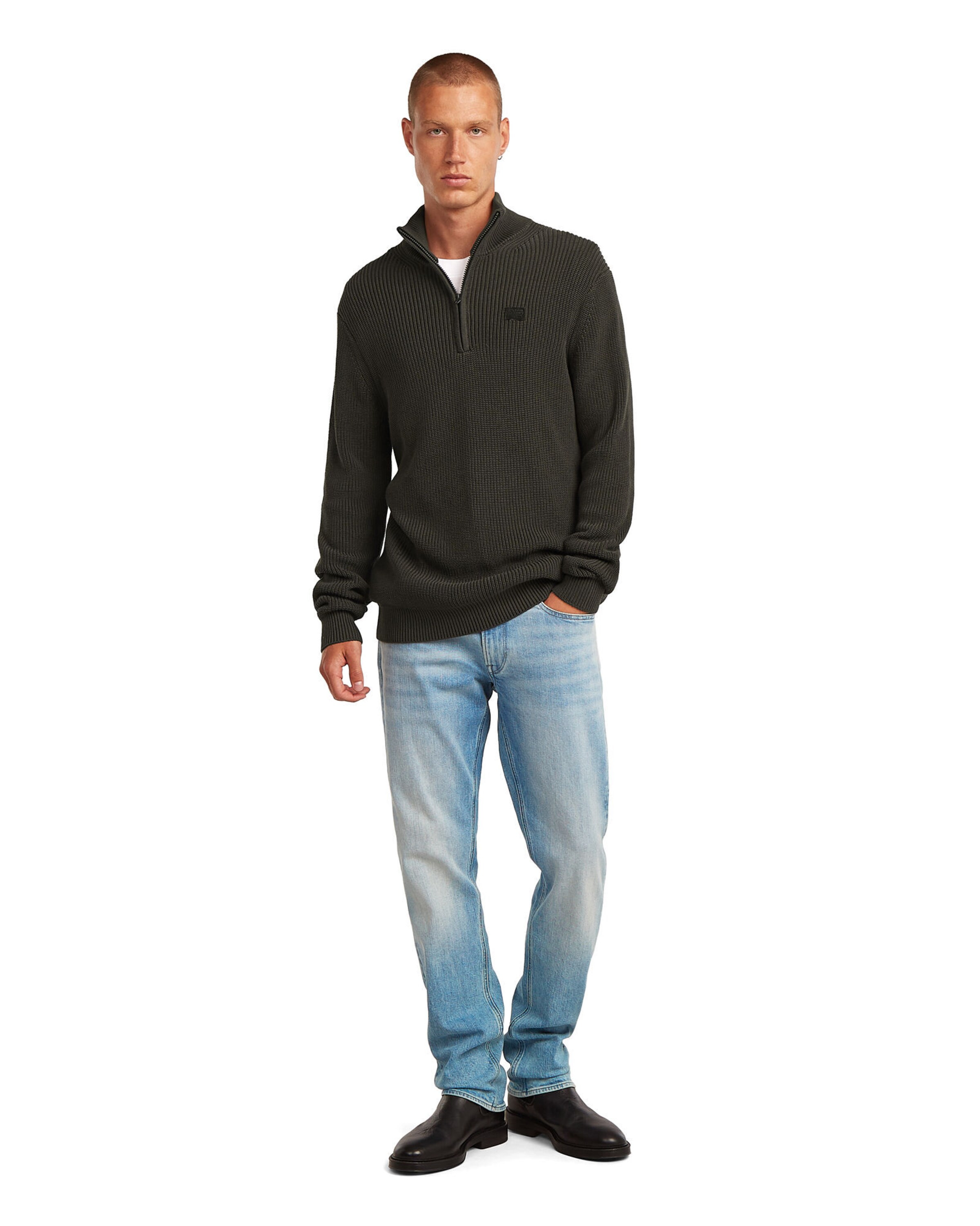 G-STAR Pullover 'Half Zip' in Schwarz