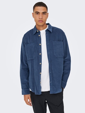 Only & Sons Comfort fit Button Up Shirt 'ONSAlp' in Blue