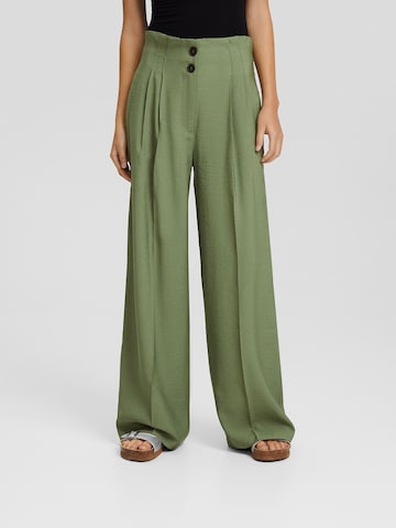 Bershka Wide Leg Hose in Grün: predná strana