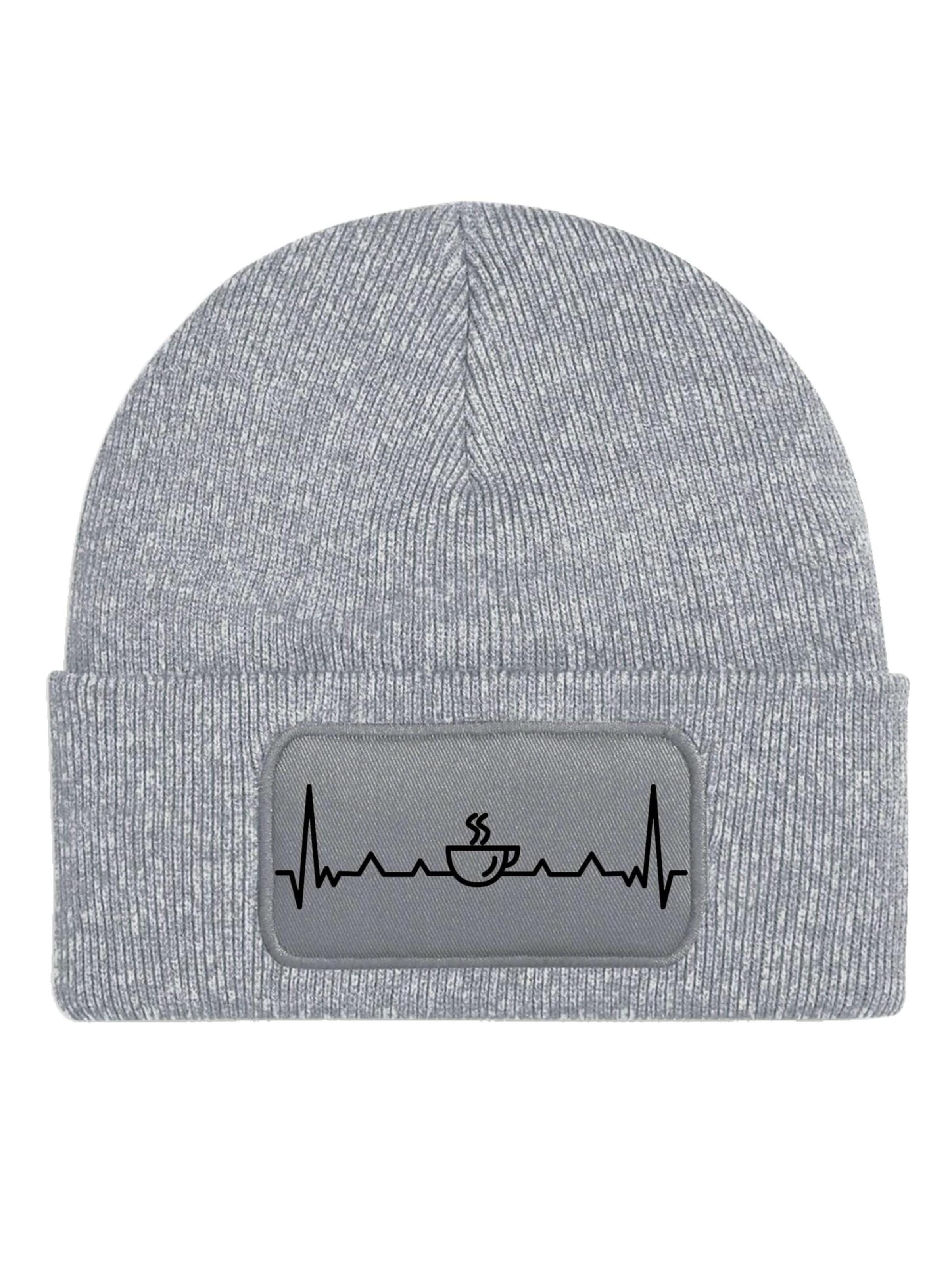 Youth Designz Beanie 'Heartbeat Kaffee' in Grey: front