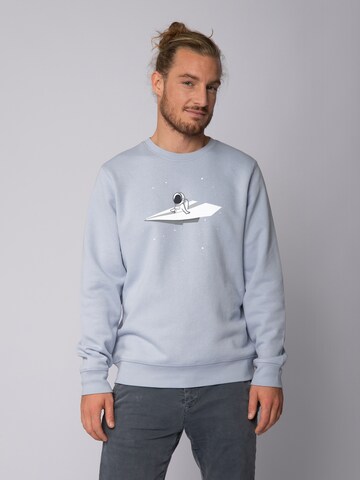 Felpa ' Fly me to the moon ' di Watapparel in blu: frontale