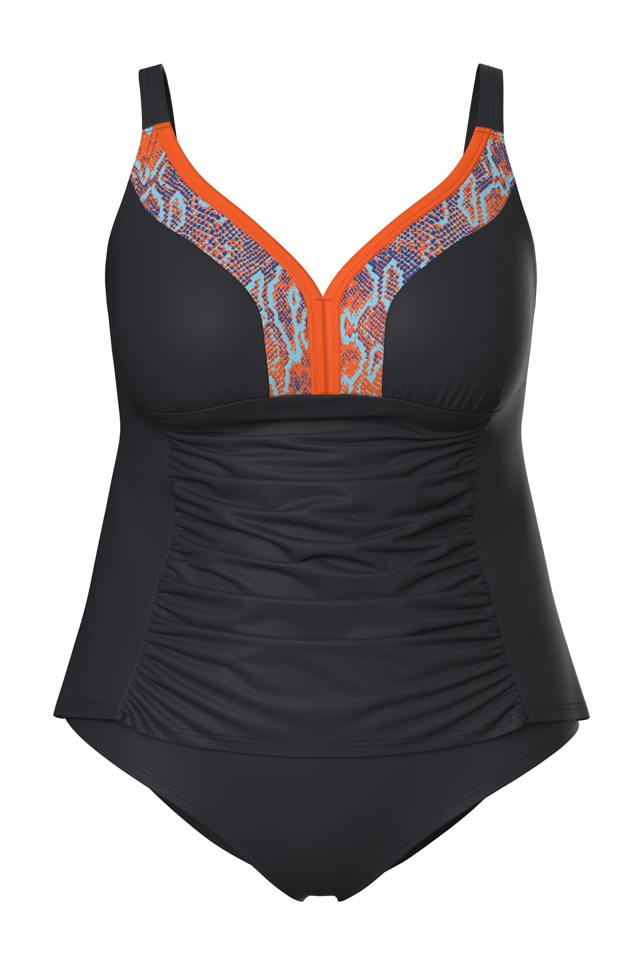 Ulla Popken Bustier Badeanzug in Schwarz: Vorderseite