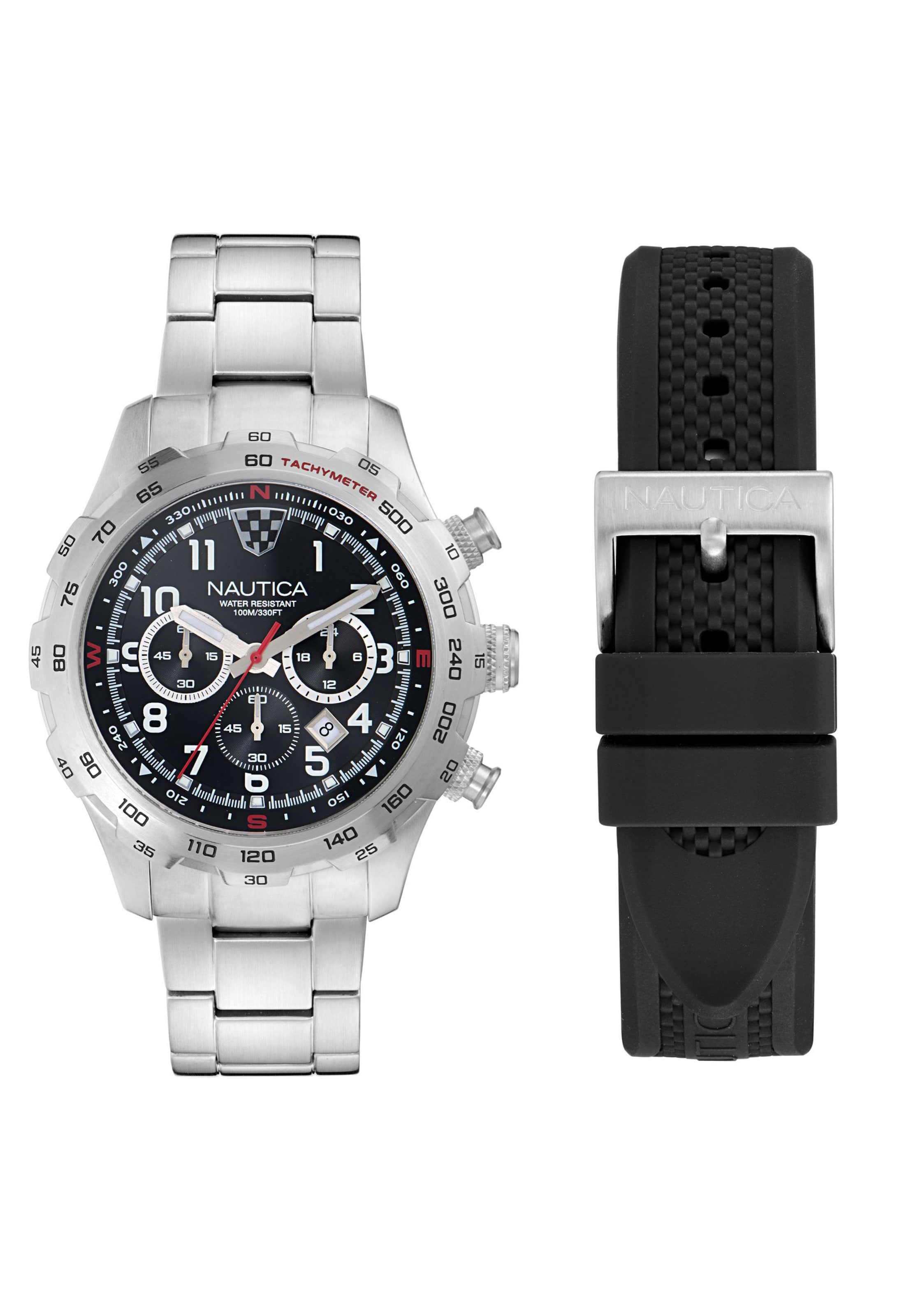 Montre à affichage analogique NAUTICA en argent : devant