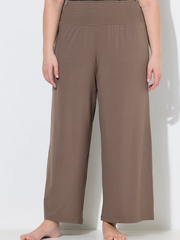 Ulla Popken Wide leg Broek in Bruin: voorkant
