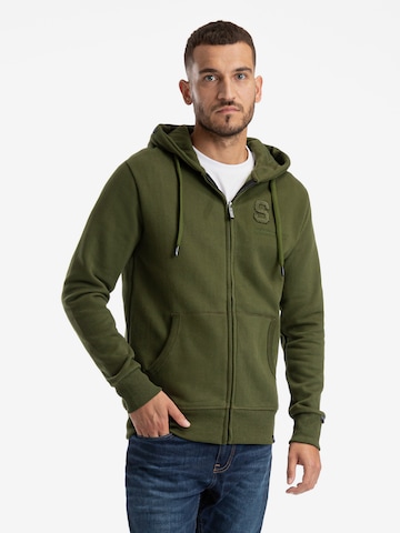 SPITZBUB Zip-Up Hoodie ' Dominik ' in Green: front