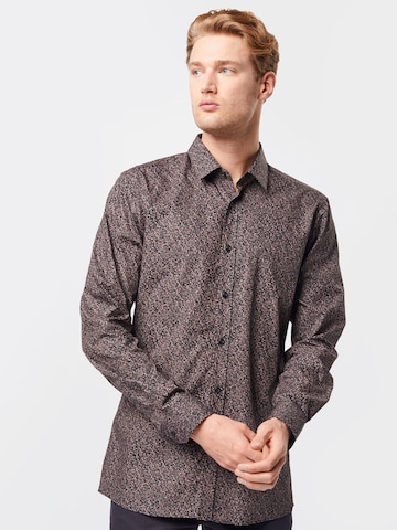 HUGO Regular fit Button Up Shirt 'Elisha' in Brown: front