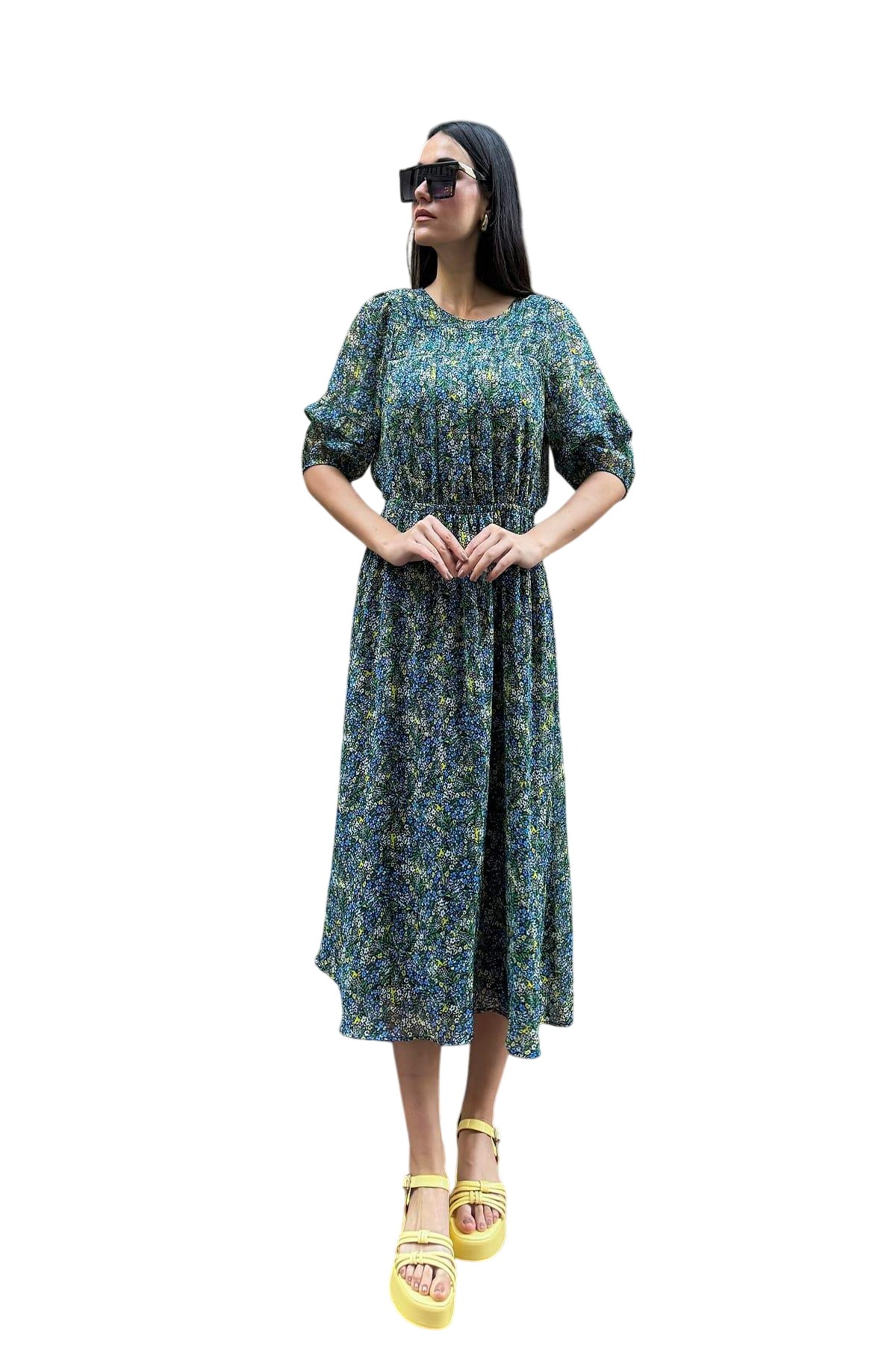 For You Moda Dress in Green: front