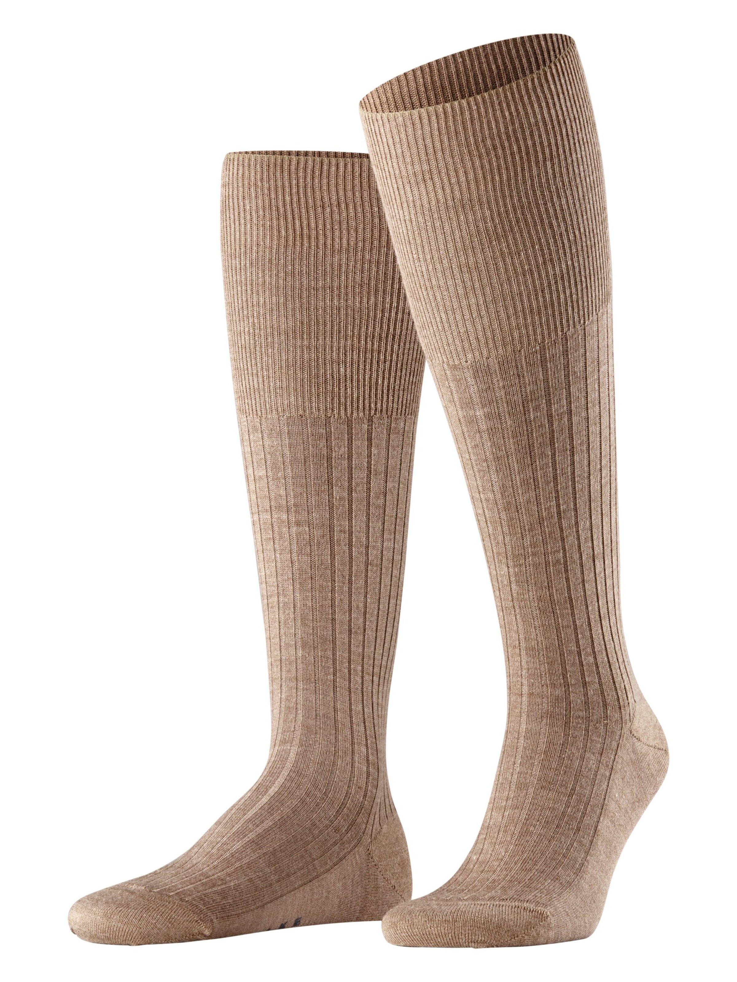 FALKE Knee High Socks 'Bristol Pure' in Brown: front
