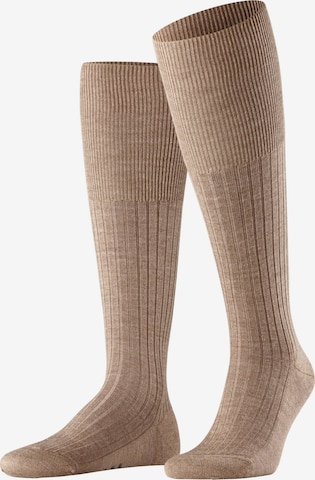 FALKE Knee High Socks 'Bristol Pure' in Brown: front