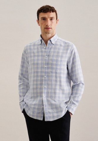 SEIDENSTICKER Regular fit Button Up Shirt 'Schwarze Rose' in Blue: front