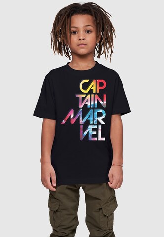ABSOLUTE CULT Shirt 'Captain Marvel - Galactic' in Zwart: voorkant