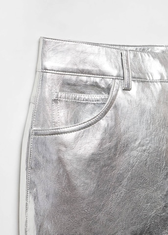 MANGO Wide leg Broek in Zilver