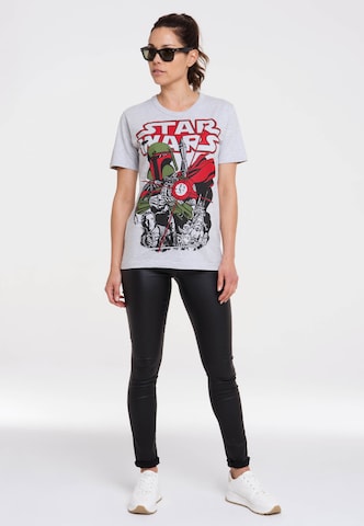 LOGOSHIRT T-Shirt 'Star Wars - Boba Fett' in Grau