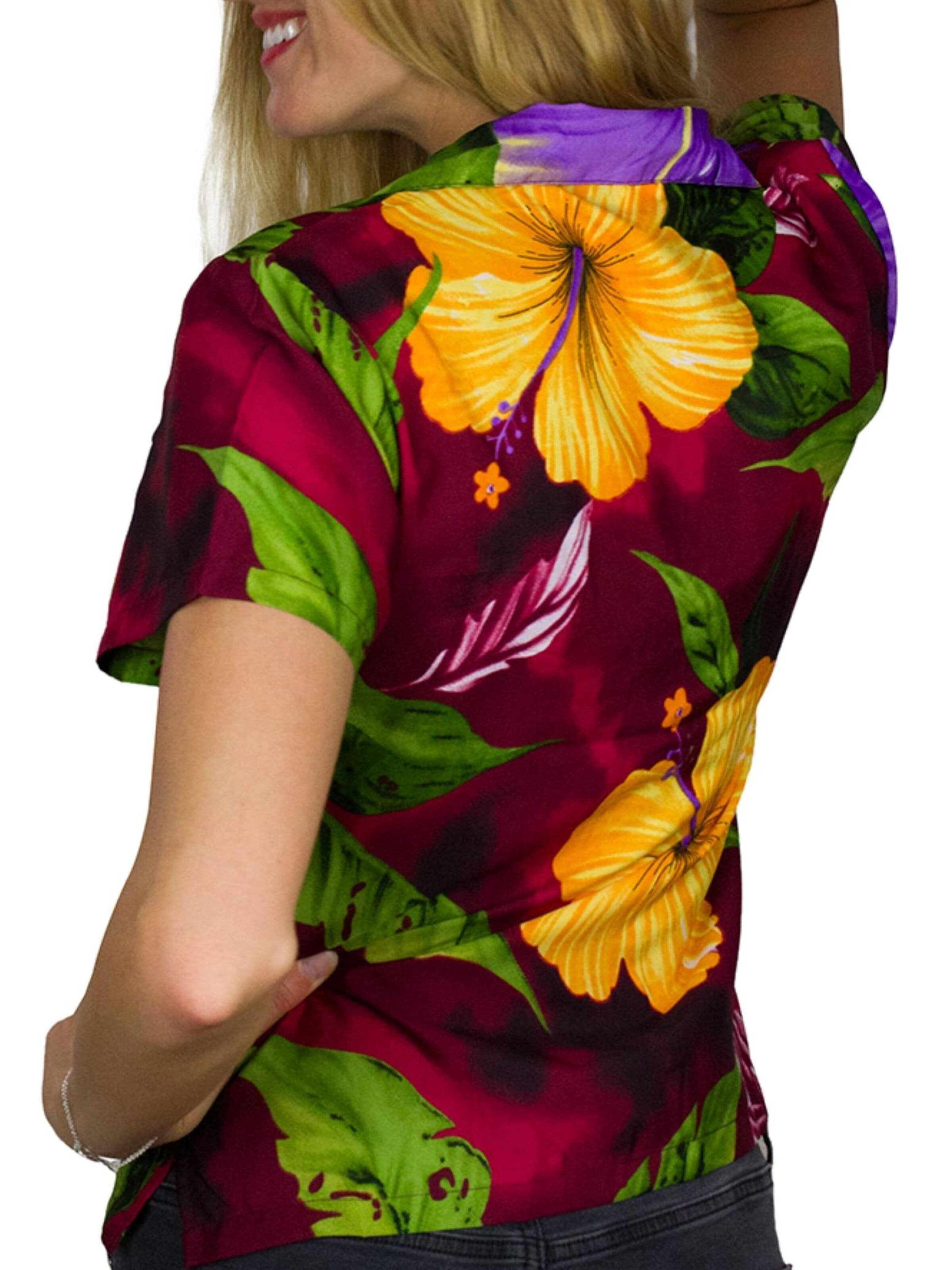 King Kameha Bluse 'Big Flower'‌‌ in Rot
