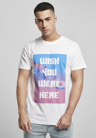 Maglietta 'Wish you were here' di Mister Tee in bianco: frontale