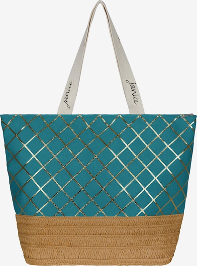 normani Strandtasche 'Kuredu' in hellbeige / pastellblau / gold / weiß, Produktansicht