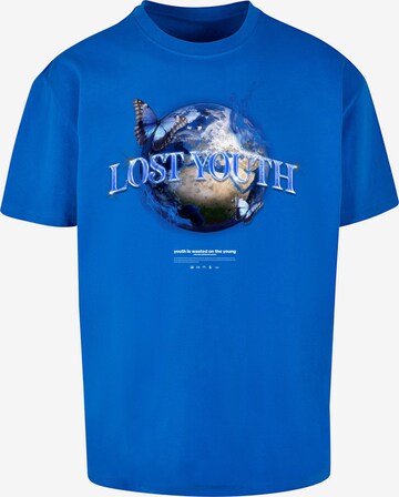 Lost Youth Shirt 'World' in Blue: front