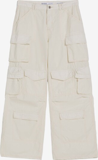 Pantaloni cu buzunare Bershka pe alb murdar, Vizualizare produs