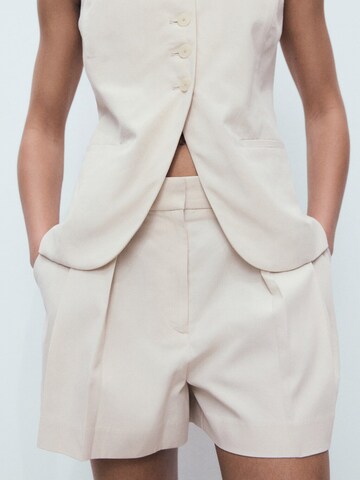 MANGO Regular Pleated Pants 'GRETA' in Beige