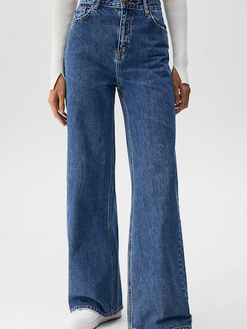 Wide leg Jeans de la Pull&Bear pe albastru