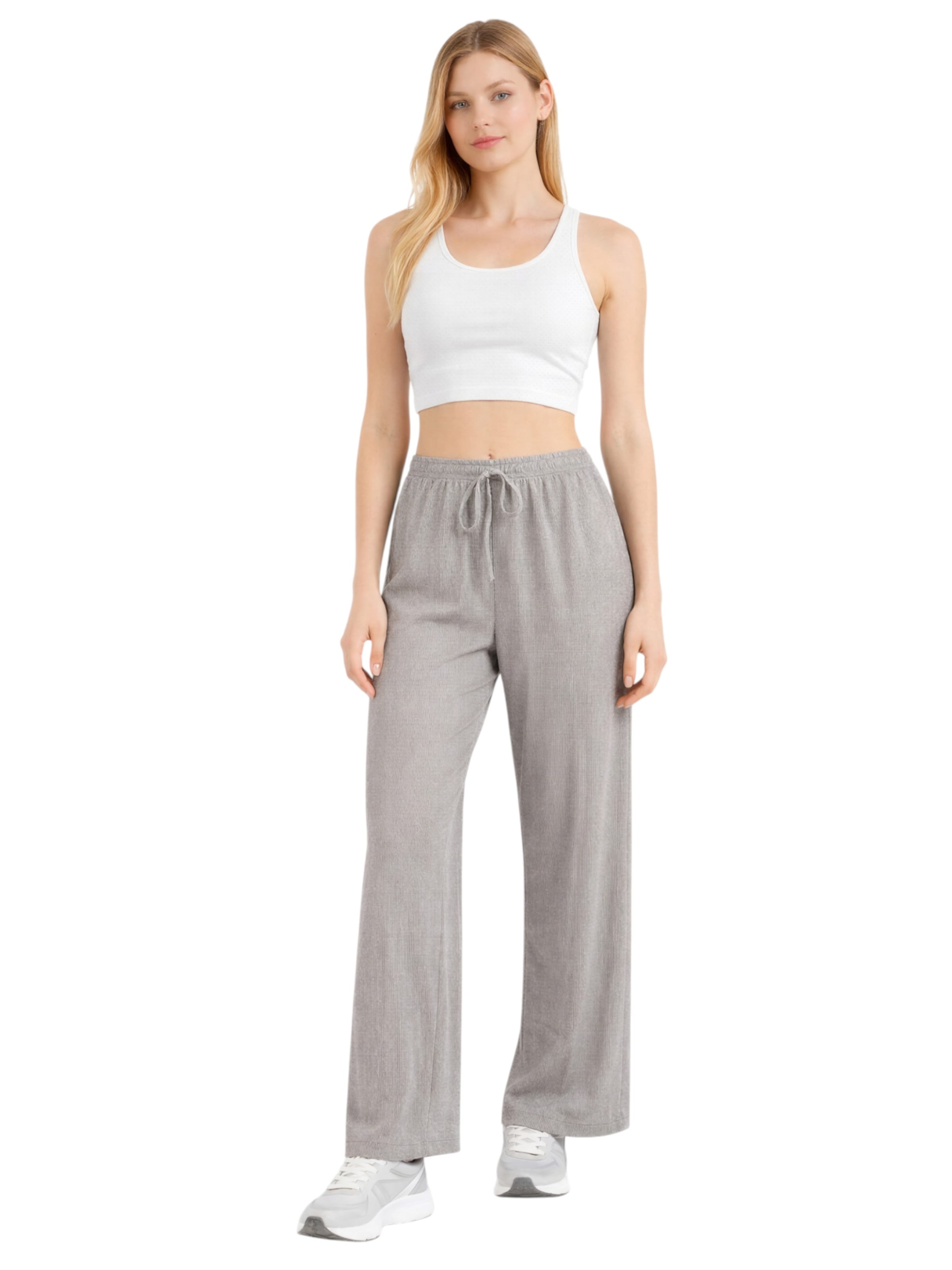 fashionshowcase Wide leg Broek 'FLORYN – Palazzohose Crinkle' in Grijs