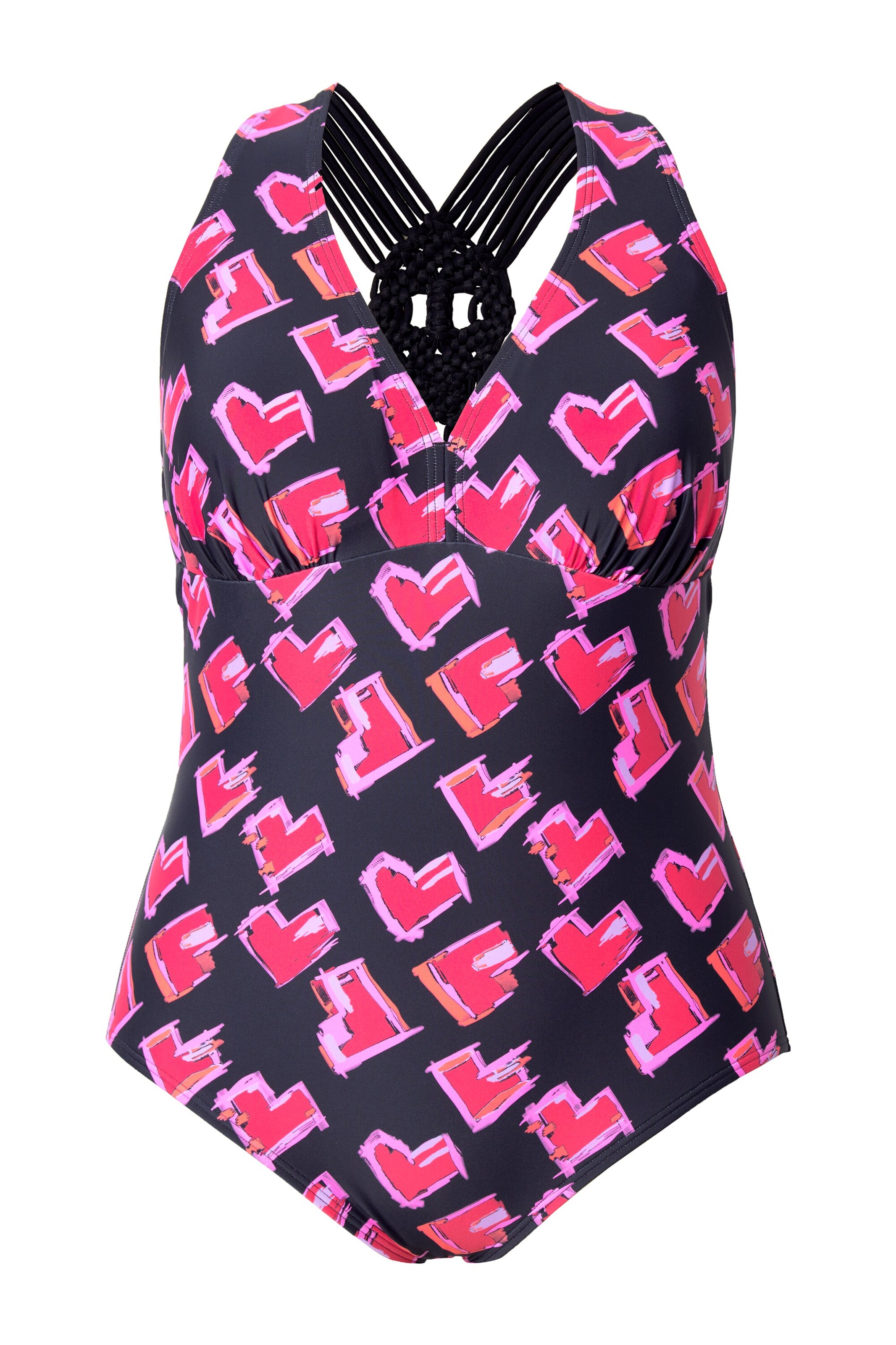 Ulla Popken Badpak in Zwart: voorkant