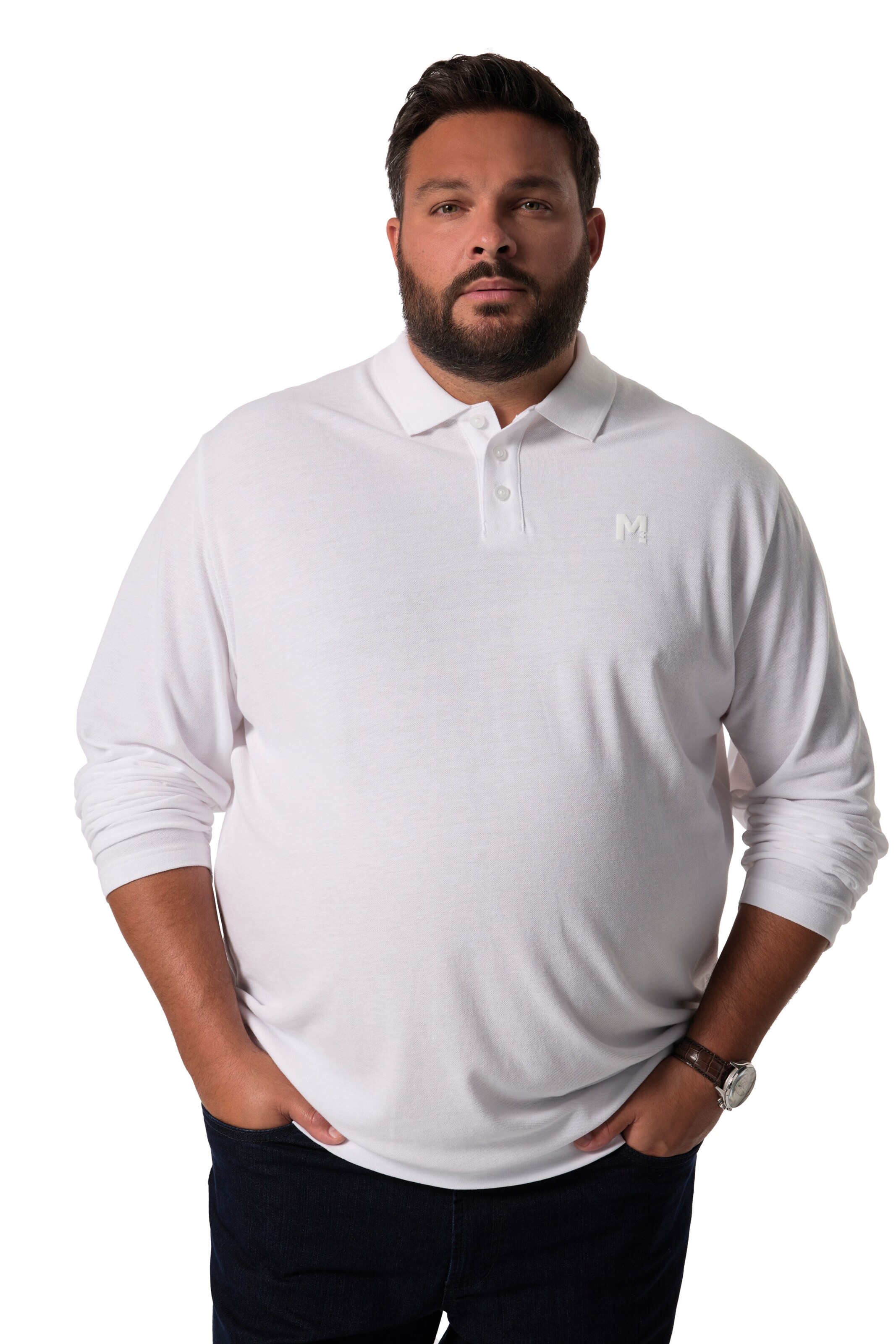 Men Plus Shirt in White: front