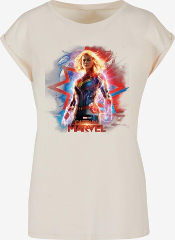 ABSOLUTE CULT T-Shirt 'Captain Marvel - Poster' in Beige: predná strana
