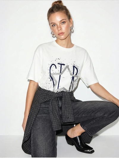 Bianco Lucci T-shirt en S-L en ocre, Vue avec produit