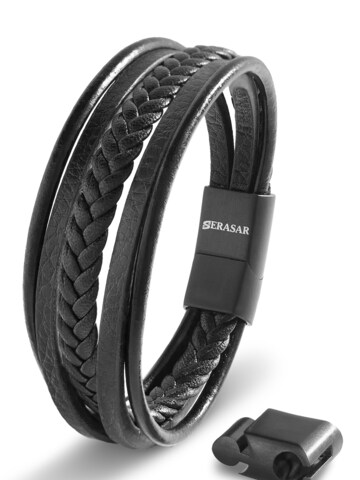 SERASAR Bracelet 'Braid' in Black: front