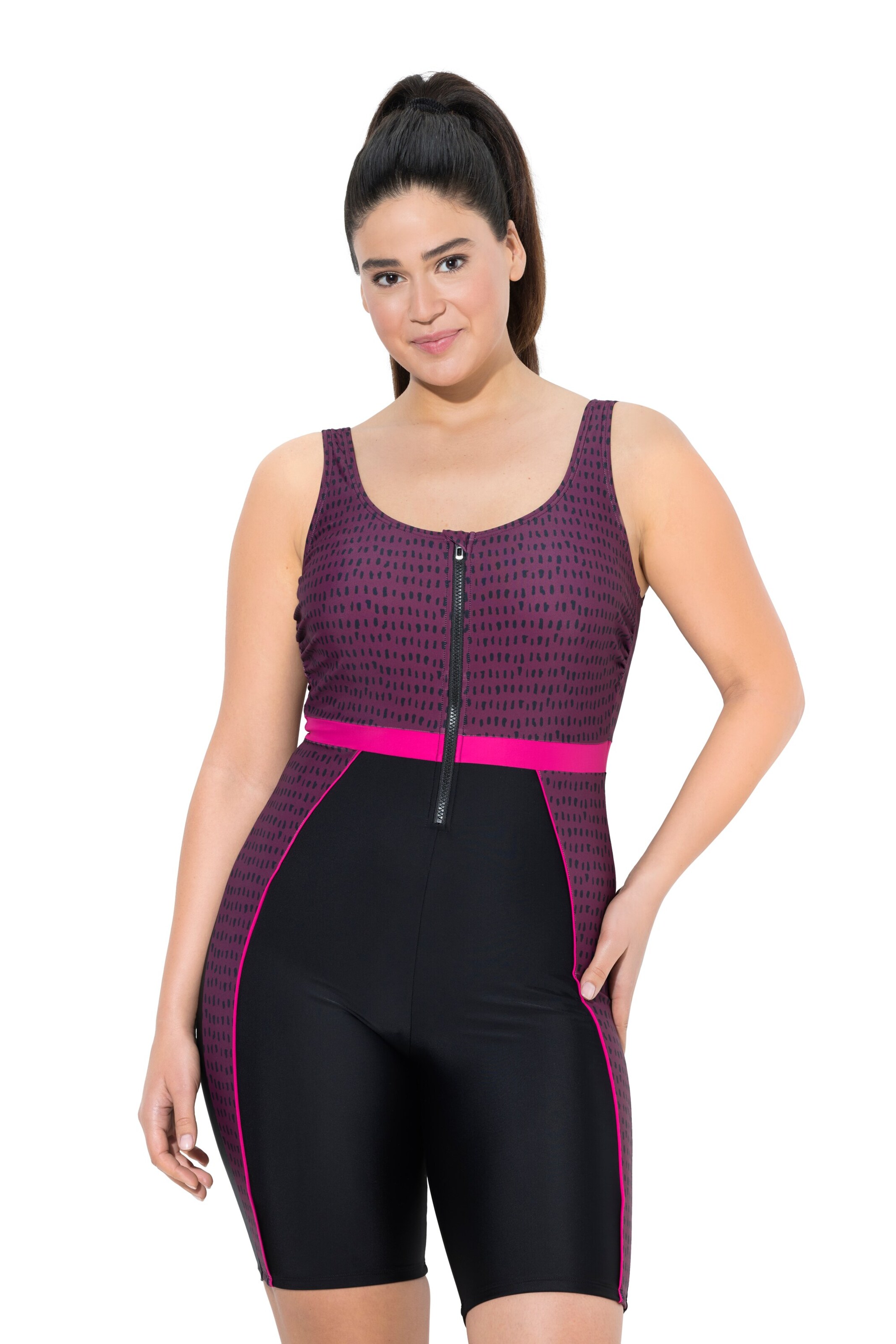 Ulla Popken Minimiser Swimsuit in Black: front