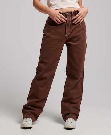 Superdry Wide leg Jeans in Brown: front