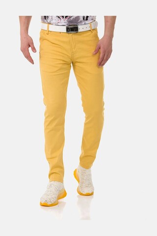 CIPO & BAXX Slim fit Trousers in Yellow: front