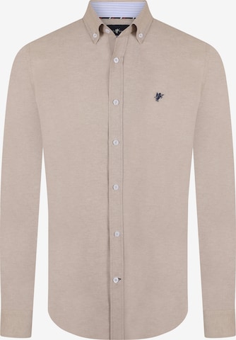 DENIM CULTURE Regular fit Button Up Shirt 'Hugo' in Beige: front