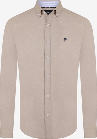 Coupe regular Chemise 'Hugo' DENIM CULTURE en beige : devant