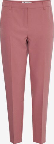 Coupe slim Pantalon à plis 'LEXI' ICHI en rose : devant