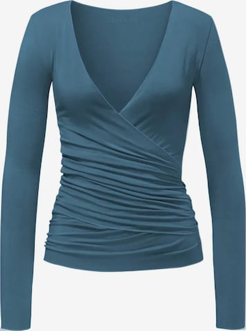 CURARE Yogawear Sporttop 'Wickeltop' in Grün: Vorderseite