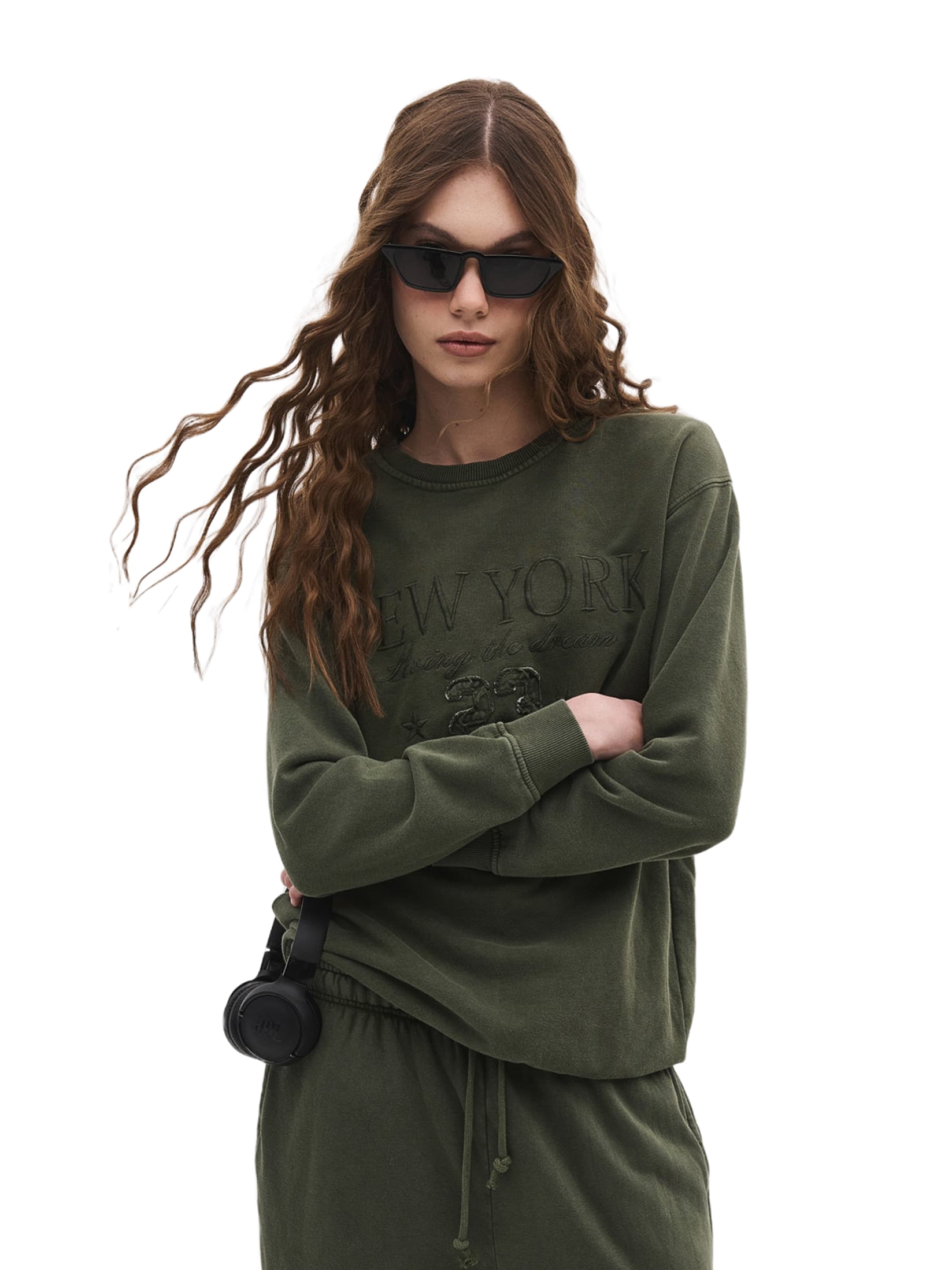 No Matter What Sweatshirt in Grün: Vorderseite