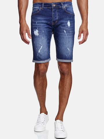 Reslad Regular Jeans 'Jeans Shorts Destroyed Used Washed' in Blau: Vorderseite