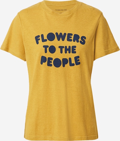 Tricou 'FLOWERS TO THE PEOPLE' Thinking MU pe albastru închis / galben muștar, Vizualizare produs
