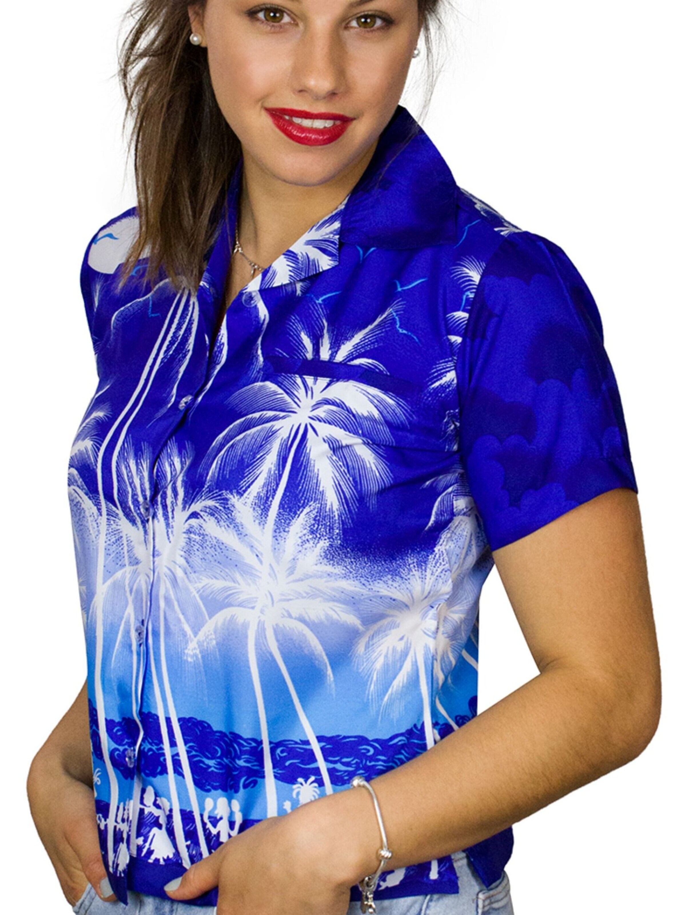 Camicia da donna 'Beach Negative' di King Kameha in blu