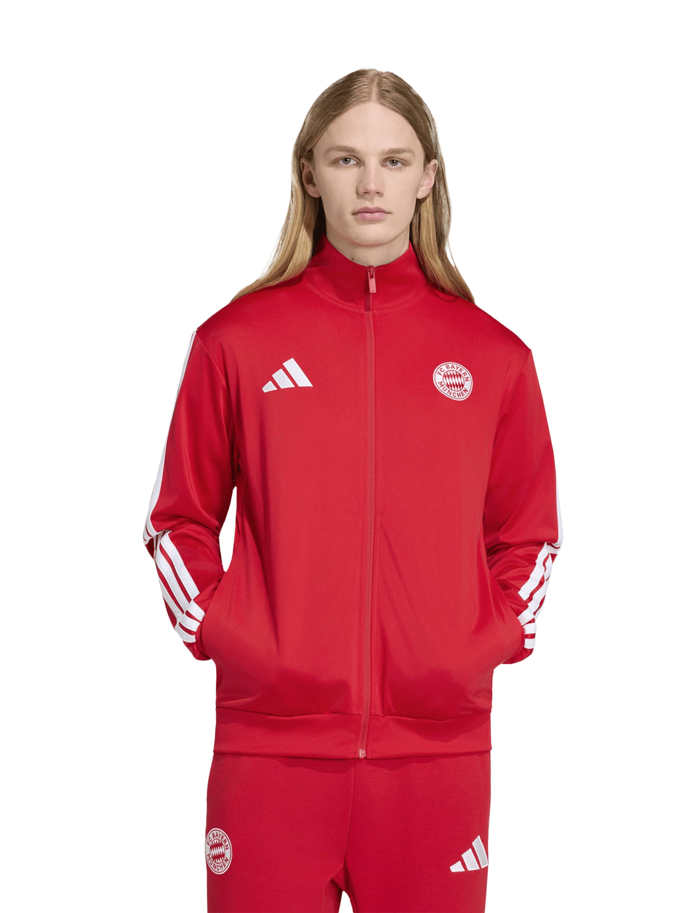 ADIDAS PERFORMANCE Zip-Up Hoodie in Red: front